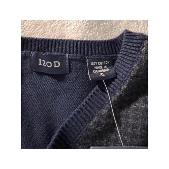 NWT IZOD XL Cotton Sweater Vest Thunder Navy V-Neck Houndstooth MSRP $50 - Picture 4 of 8